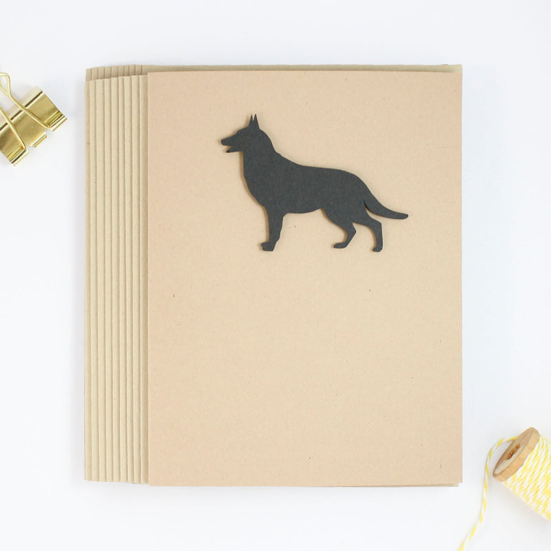 German Shepherd Blank Greeting Cards 10 Pack or Single Card | Handmade Black Dog Notecards - Embellish by Jackie
