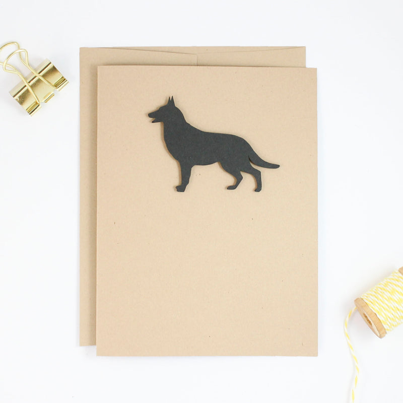 German Shepherd Blank Greeting Cards 10 Pack or Single Card | Handmade Black Dog Notecards - Embellish by Jackie