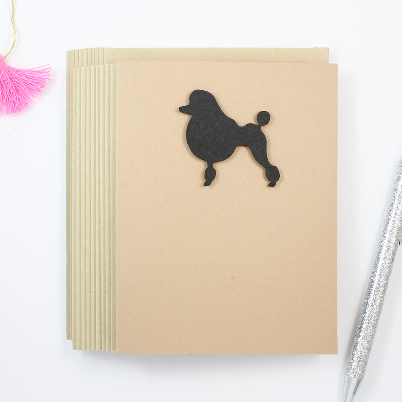 Poodle Blank Greeting Card | Handmade Notecards Single - 10 Pack Toy Miniature Standard Continental