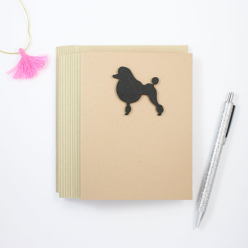 Poodle Blank Greeting Card | Handmade Notecards Single - 10 Pack Toy Miniature Standard Continental