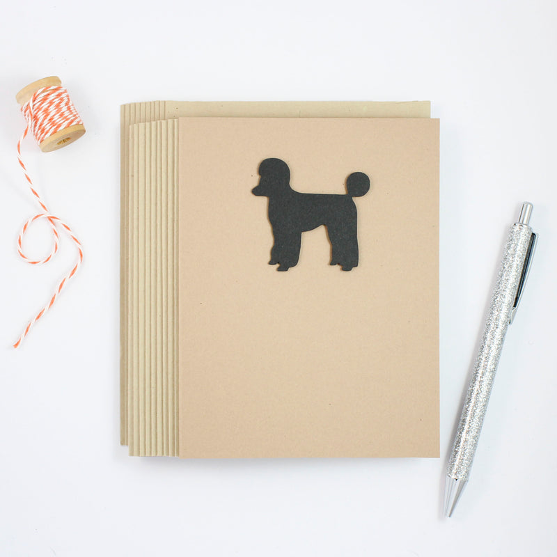 Poodle Blank Greeting Card | Dog Notecards | Single - 10 Pack | Toy Miniature Standard Sporting Clip
