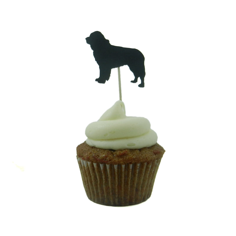 Newfoundland Cupcake Topper Set of 12 Black Newfie Dog Cupcake Toppers Pet Decorations Pet - Embellish by Jackie