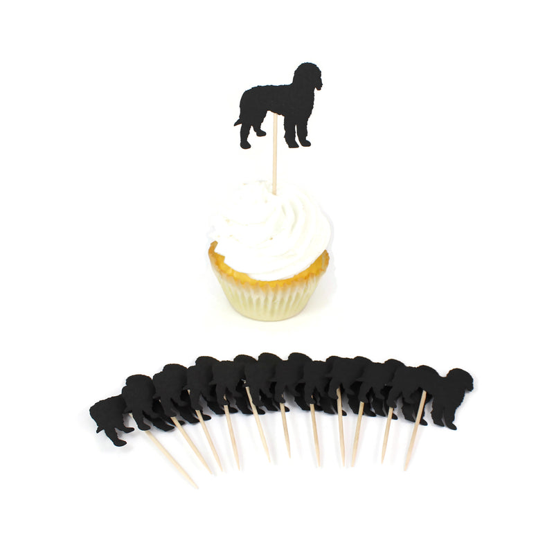 Bernedoodle Cupcake Toppers Set of 12 | Black Labradoodle Party Decorations | Dog Birthday Decor