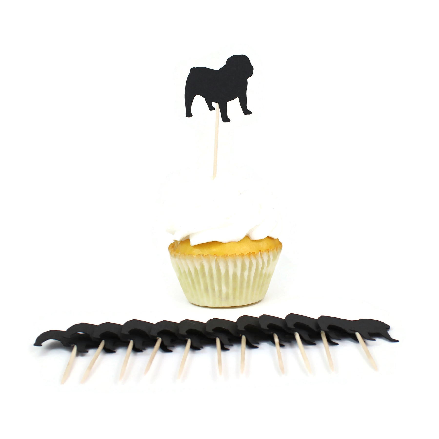 Bulldog Cupcake Toppers Set of 12 25 Dog Colors Handmade Cake Embellish by Jackie Handmade Greeting Cards