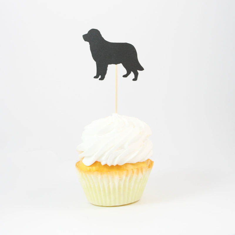 Golden Retriever Cupcake Toppers Set of 12 | Black Dog Party Decorations | Birthday Décor Cake Topper