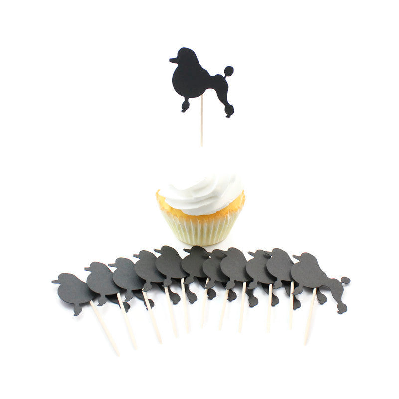 Poodle Cupcake Toppers Set of 12 | Handmade Pet Birthday Decor | Toy Miniature Standard Continental