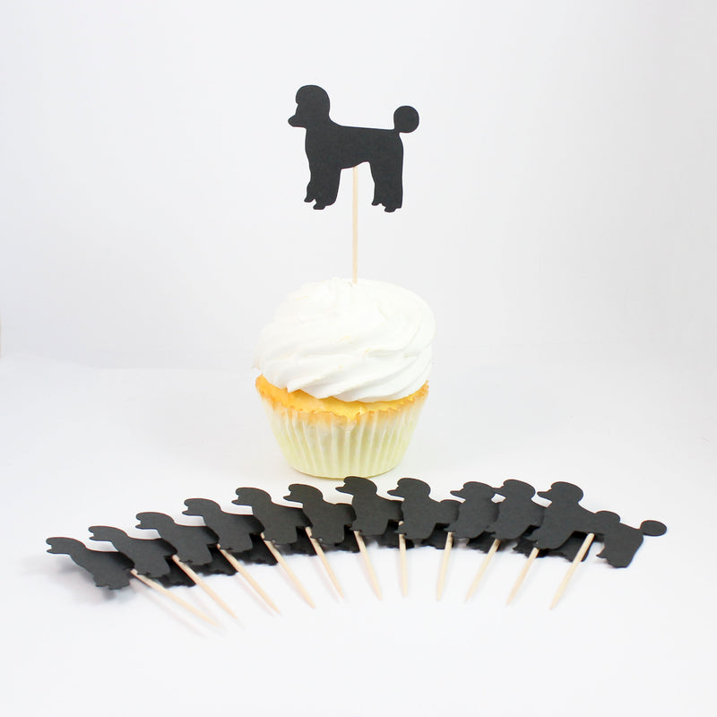 Poodle Cupcake Toppers Set of 12 | Handmade Dog Birthday Decor | Toy Miniature Standard Sporting clip