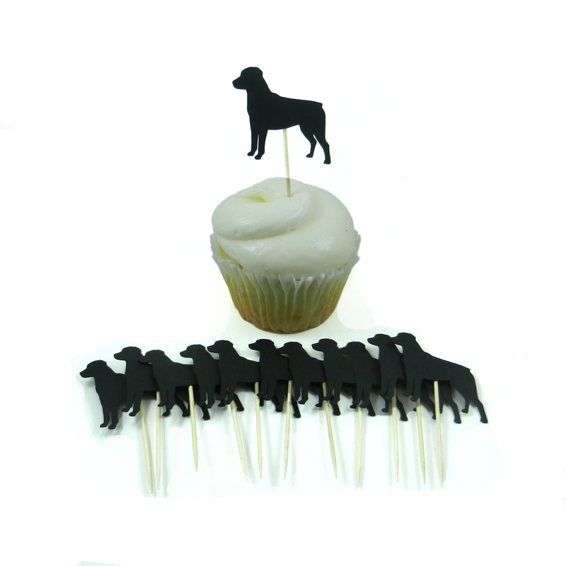 Rottweiler Dog Cupcake Topper Set of 12 Black Dog Cupcake Toppers Pet Decorations - Embellish by Jackie