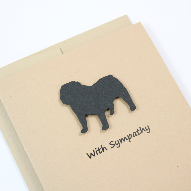 Bulldog Sympathy Card | Handmade Black Dog Condolences Cards | Single or 10 Pack | Choose Inside