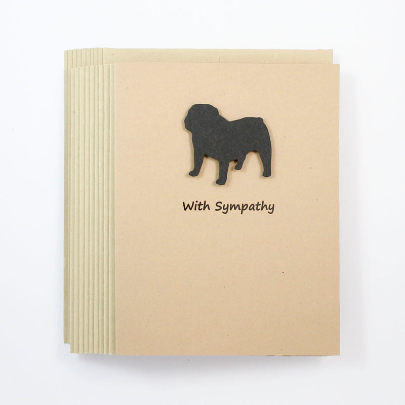 Bulldog Sympathy Card | Handmade Black Dog Condolences Cards | Single or 10 Pack | Choose Inside