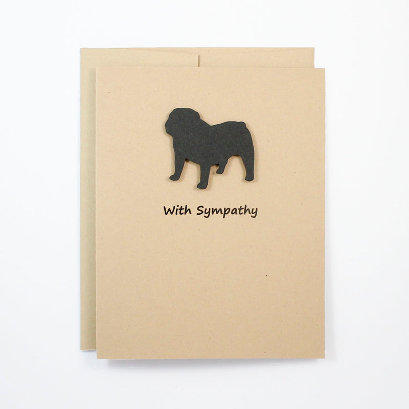 Bulldog Sympathy Card | Handmade Black Dog Condolences Cards | Single or 10 Pack | Choose Inside