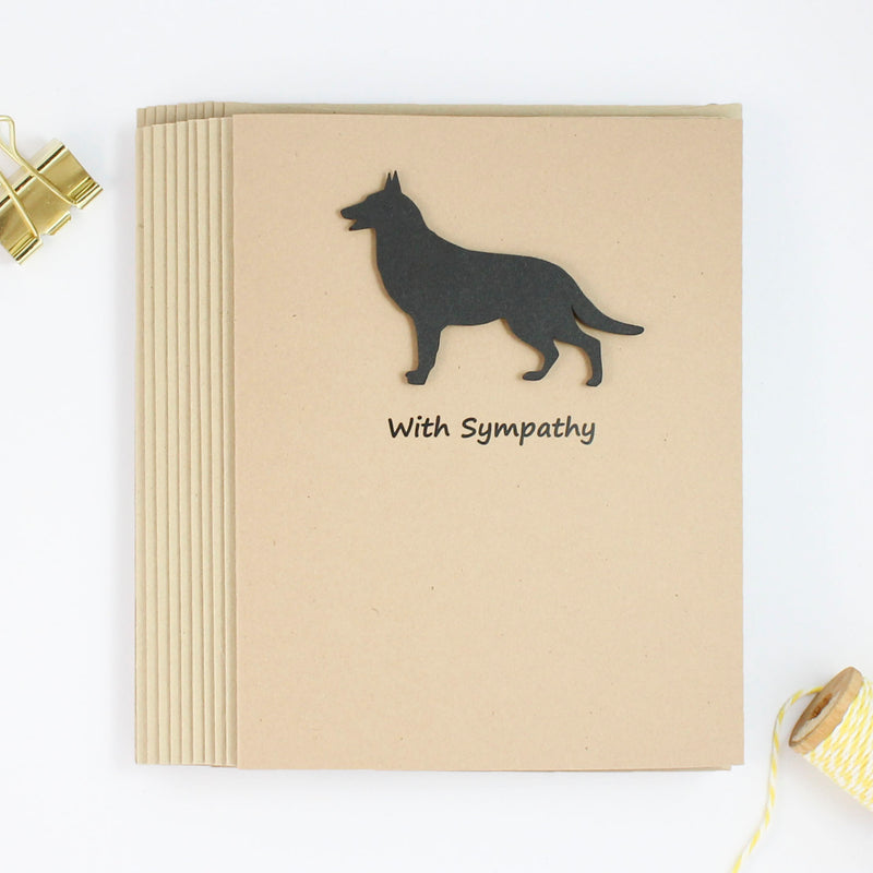 German Shepherd Sympathy Card | 10 Pack or Single | Handmade Black Dog Greeting Cards | Condolences