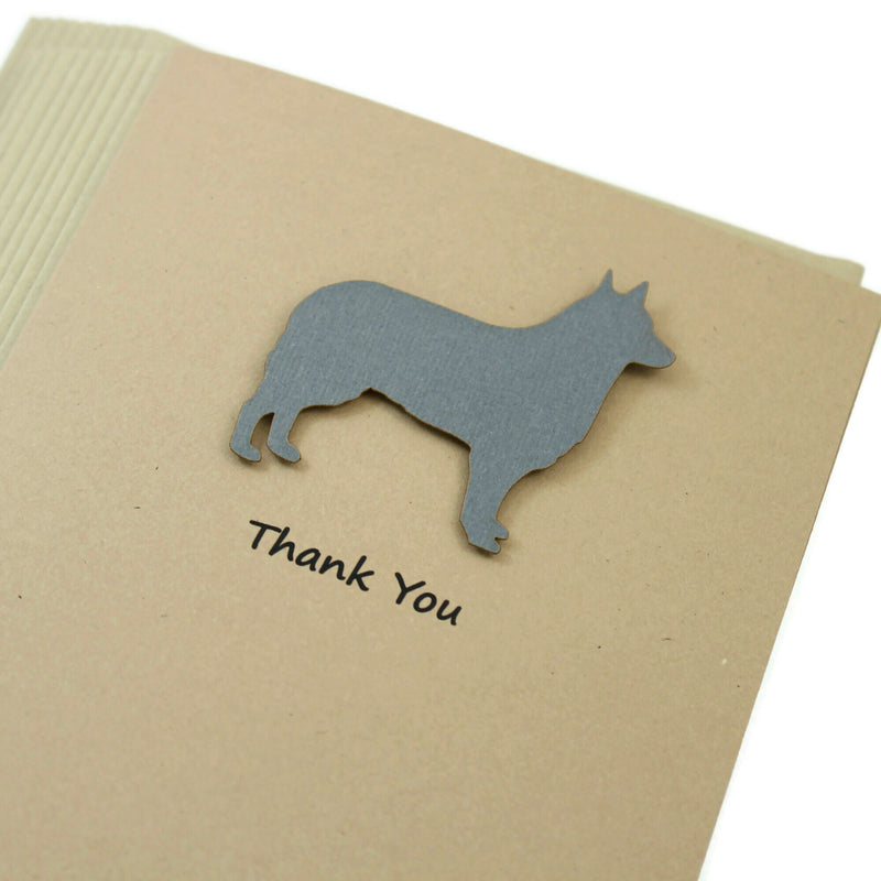 Siberian Husky Belgian Sheepdog Belgian Tervuren Thank You Card | 25 Dog Colors Available | Choose Inside Phrase | Single Card or 10 Pack
