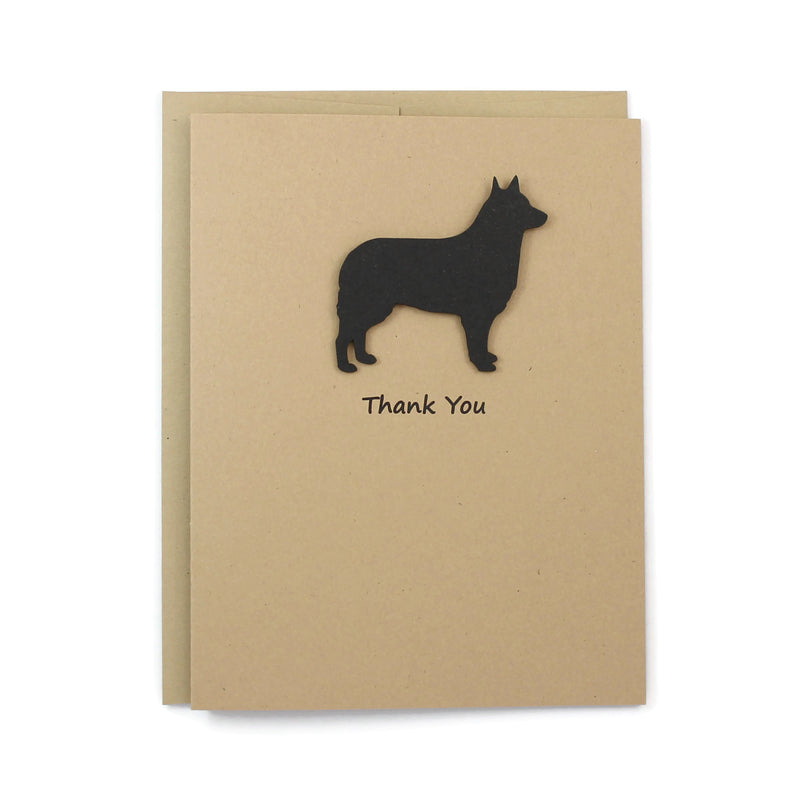 Siberian Husky Belgian Sheepdog Belgian Tervuren Thank You Card | 25 Dog Colors Available | Choose Inside Phrase | Single Card or 10 Pack