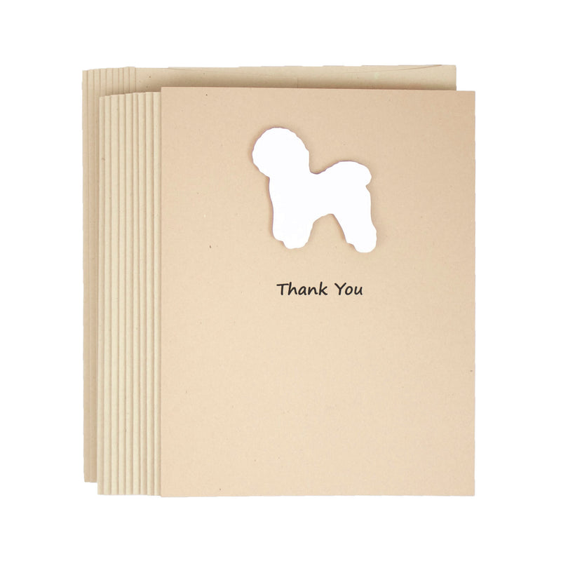 Bichon Frise Thank You Card | Handmade White Dog Greeting Cards | Single or 10 Pack | Pick inside - Embellish by Jackie
