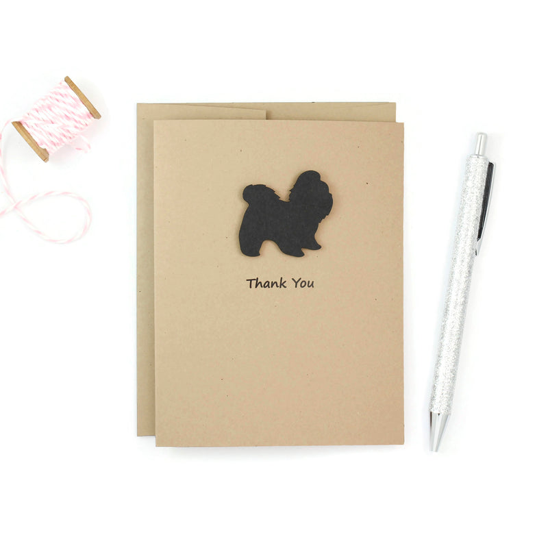Shih Tzu (short haired) Thank You Card | 25 Dog Colors Available | Choose Inside Phrase | Single Card or 10 Pack