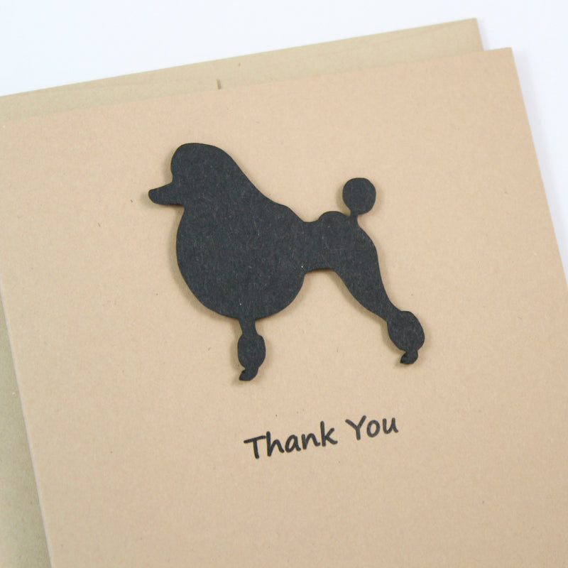 Poodle Thank You Card | Handmade Cards | Single or 10 Pack | Toy Miniature Standard Continental Clip