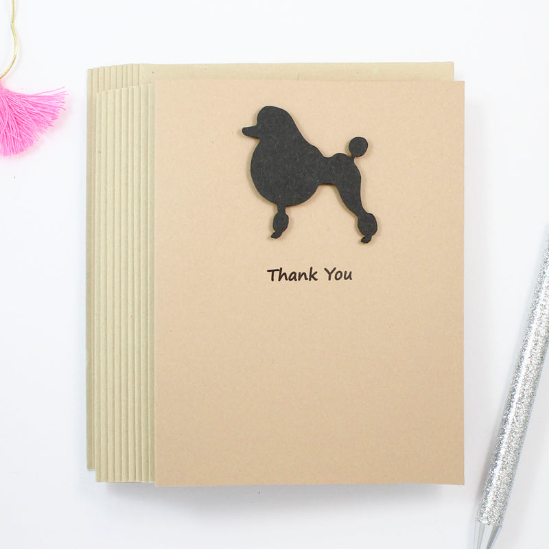 Poodle Thank You Card | Handmade Cards | Single or 10 Pack | Toy Miniature Standard Continental Clip