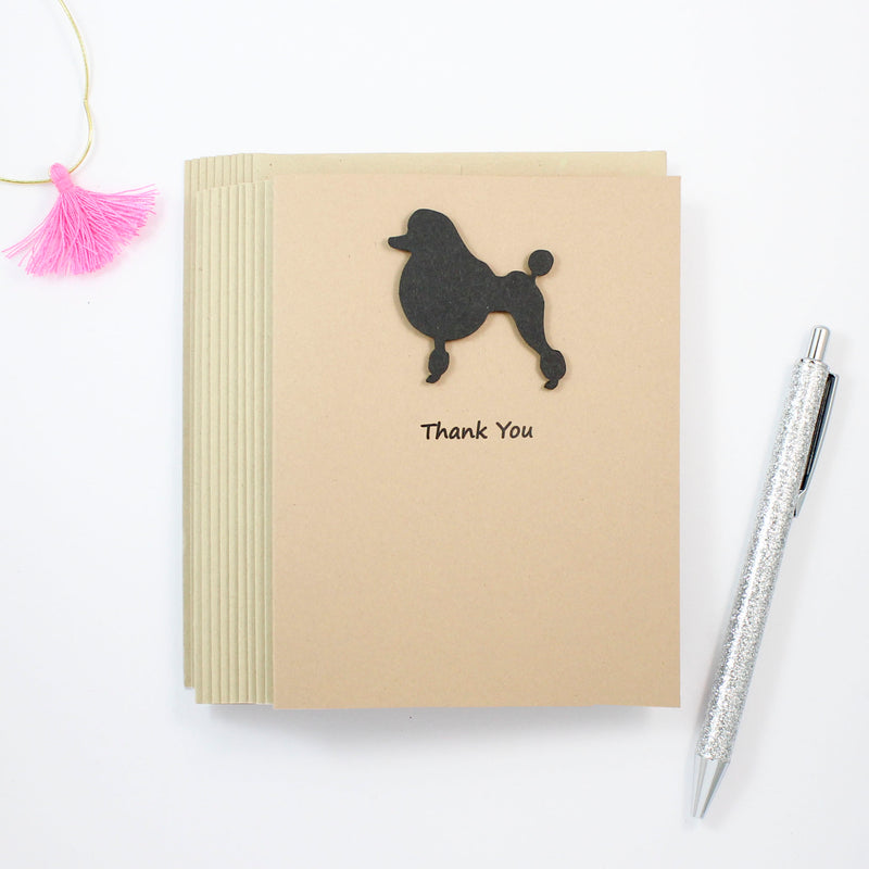 Poodle Thank You Card | Handmade Cards | Single or 10 Pack | Toy Miniature Standard Continental Clip