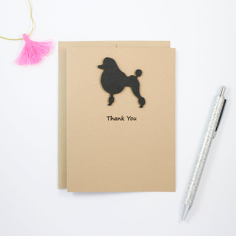 Poodle Thank You Card | Handmade Cards | Single or 10 Pack | Toy Miniature Standard Continental Clip