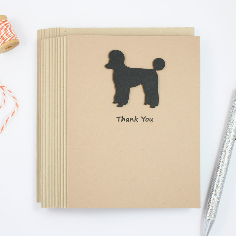 Poodle Thank You Card | Handmade Dog Cards | Single or 10 Pack Toy Miniature Standard Sporting Clip