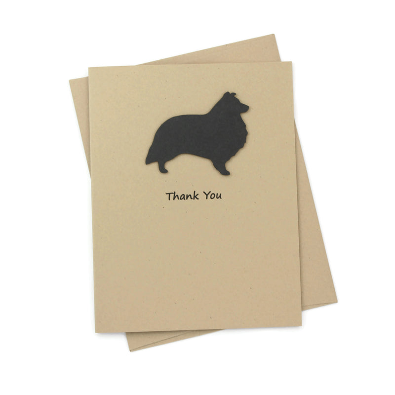 Shetland Sheepdog Thank You Card | Sheltie 25 Dog Colors Available | Choose Inside Phrase | Single Card or 10 Pack - Embellish by Jackie - Handmade Greeting Cards