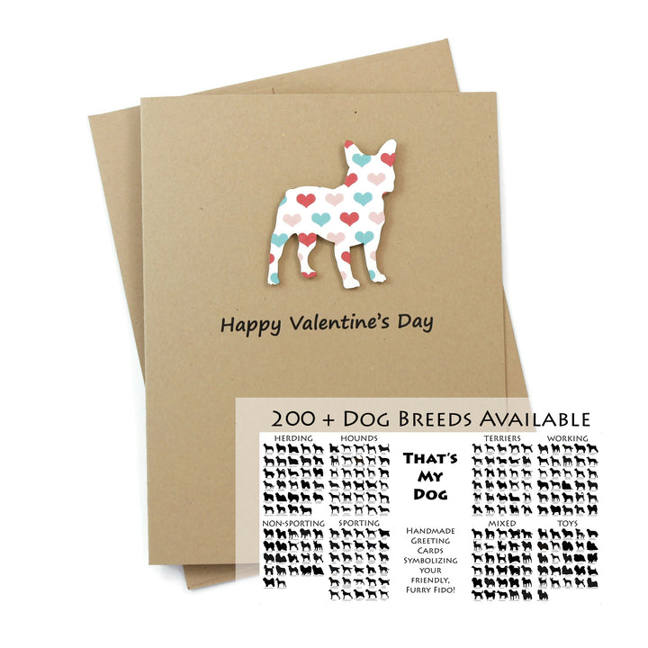 Choose your Dog Breed Valentine's Day Notecards | Colored Hearts Pattern