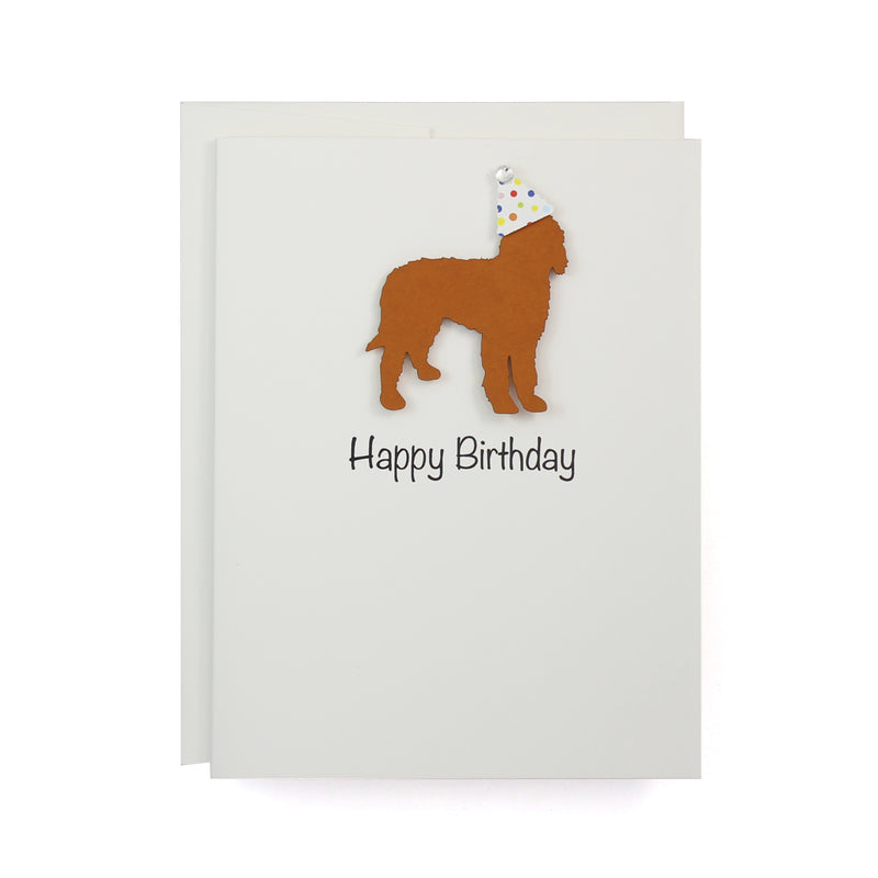 Dog Birthday Card White | 200+ Dog Breeds to Choose from | 25 Dog Colors Available | Choose Inside Phrase | Single Card or 10 Pack| Confetti Party Hat