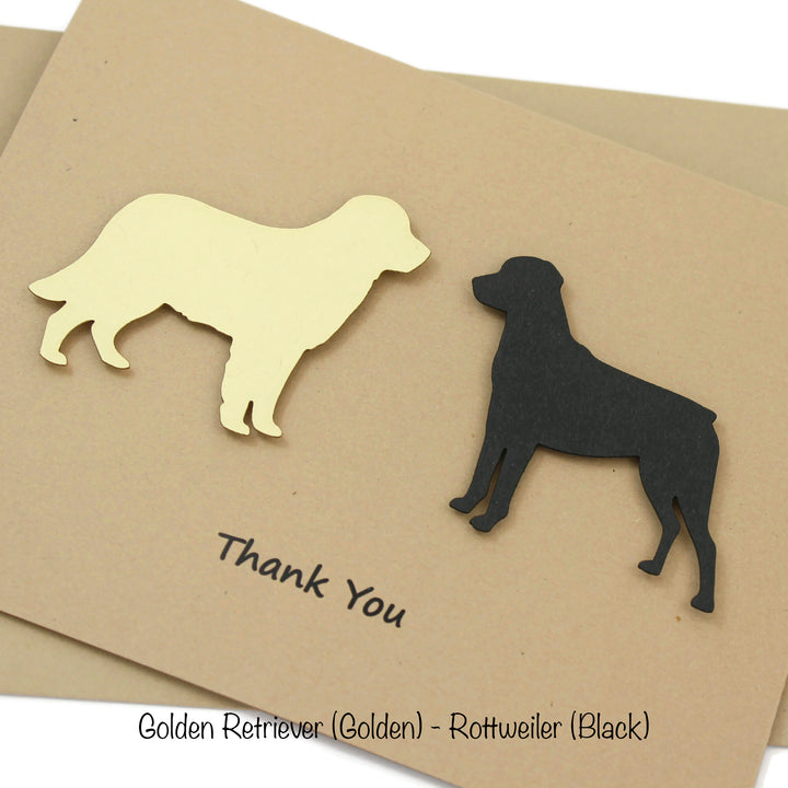 2 Pets Custom Thank You Card | Handmade Cat or Dog Breed  | Choose your Pet color Front and Inside Phrases