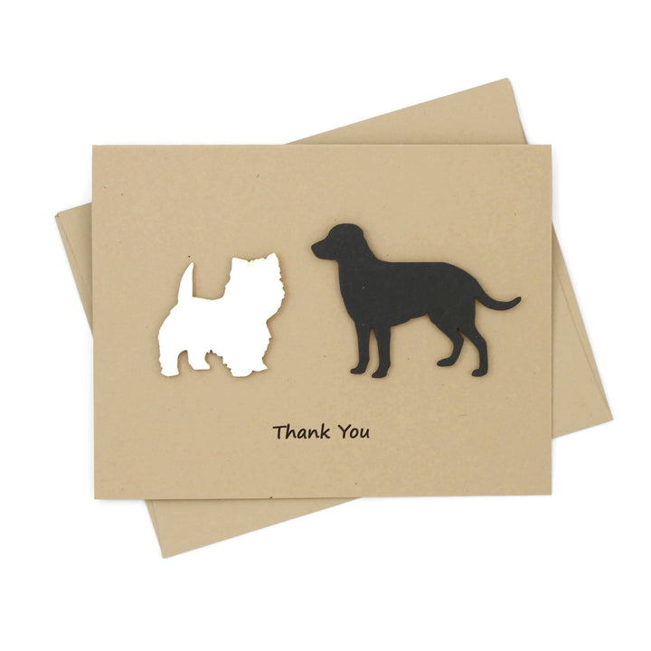 2 Pets Custom Thank You Card | Handmade Cat or Dog Breed  | Choose your Pet color Front and Inside Phrases