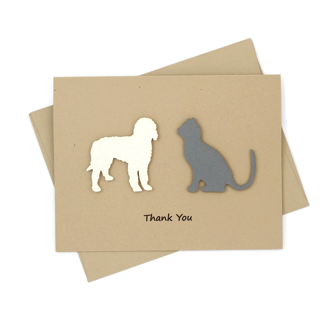 2 Pets Custom Thank You Card | Handmade Cat or Dog Breed  | Choose your Pet color Front and Inside Phrases