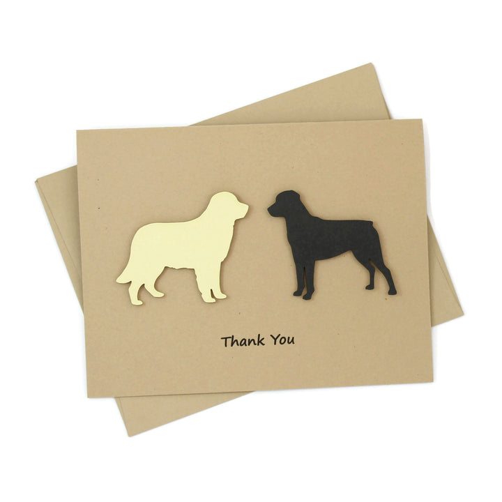 2 Pets Custom Thank You Card | Handmade Cat or Dog Breed  | Choose your Pet color Front and Inside Phrases