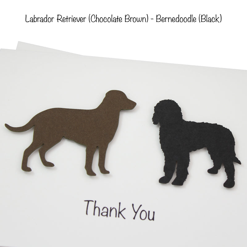 2 Pets Custom Thank You Card White | Handmade Cat or Dog Breed  | Choose your Pet color Front and Inside Phrases