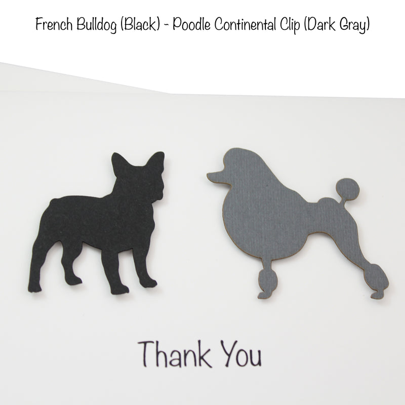 2 Pets Custom Thank You Card White | Handmade Cat or Dog Breed  | Choose your Pet color Front and Inside Phrases