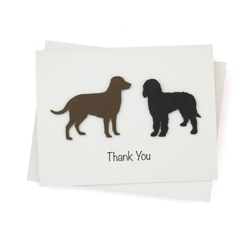 2 Pets Custom Thank You Card White | Handmade Cat or Dog Breed  | Choose your Pet color Front and Inside Phrases