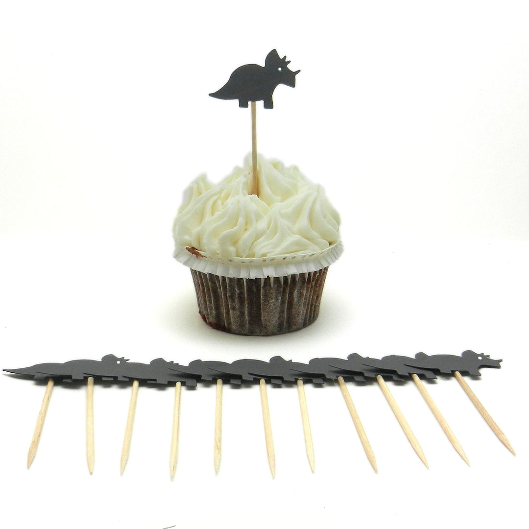 Triceratops Set of 12 Cupcake Toppers Dinosaur Cupcake Topper Birthday Dinosaur Topper Dinosaur Party Dinosaur Decor Dinosaur Cake Topper - Embellish by Jackie