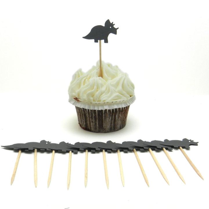Triceratops Set of 12 Cupcake Toppers Dinosaur Cupcake Topper Birthday Dinosaur Topper Dinosaur Party Dinosaur Decor Dinosaur Cake Topper - Embellish by Jackie
