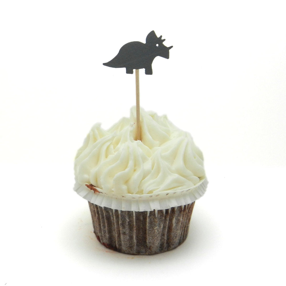 Triceratops Set of 12 Cupcake Toppers Dinosaur Cupcake Topper Birthday Dinosaur Topper Dinosaur Party Dinosaur Decor Dinosaur Cake Topper - Embellish by Jackie