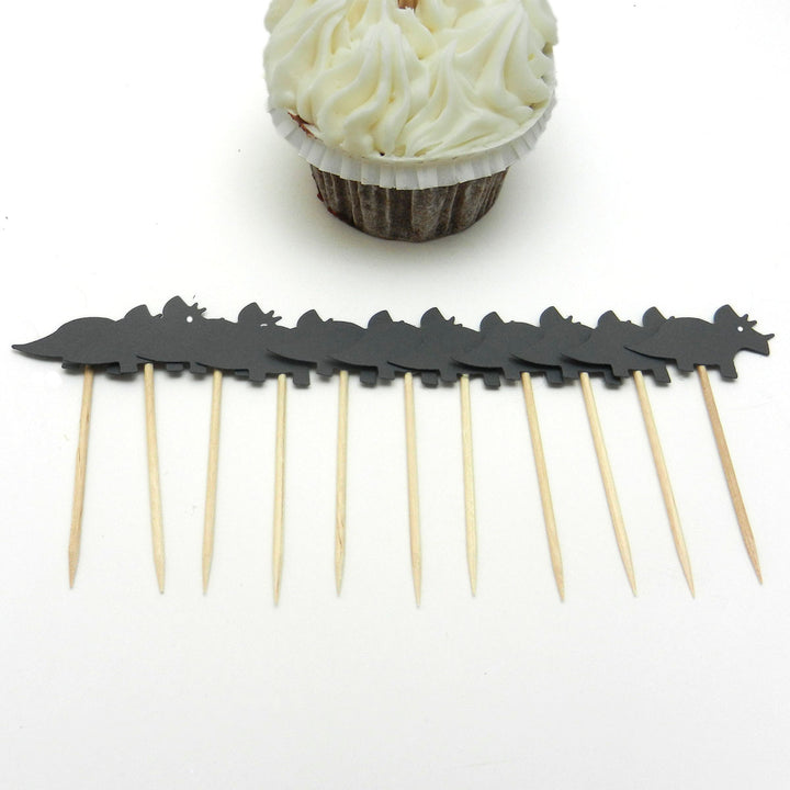 Triceratops Set of 12 Cupcake Toppers Dinosaur Cupcake Topper Birthday Dinosaur Topper Dinosaur Party Dinosaur Decor Dinosaur Cake Topper - Embellish by Jackie