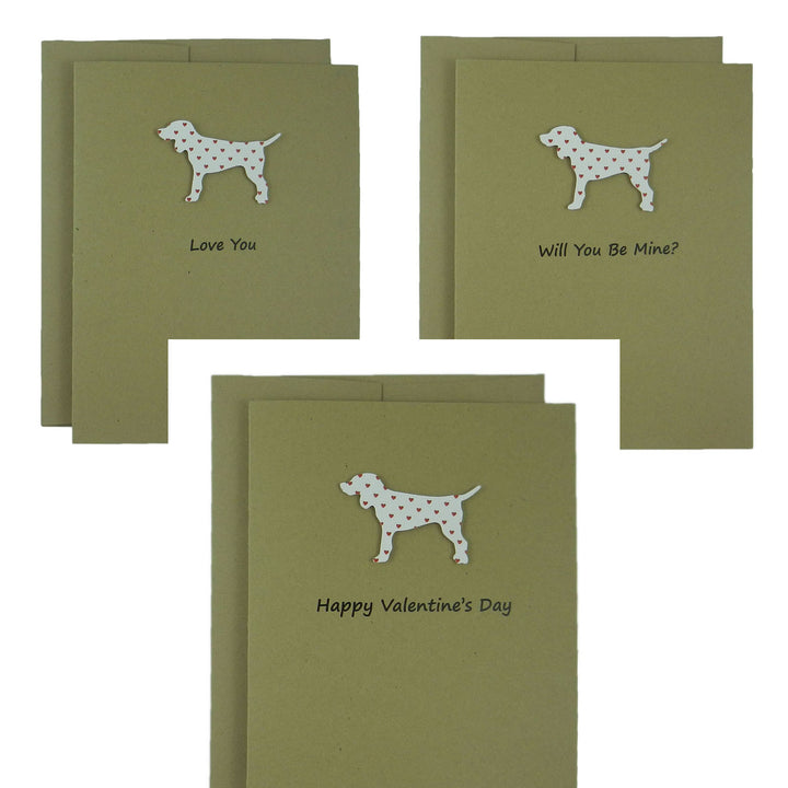 Dog Valentines Day Single Greeting Card - Standard Dog - Red Hearts - Embellish by Jackie