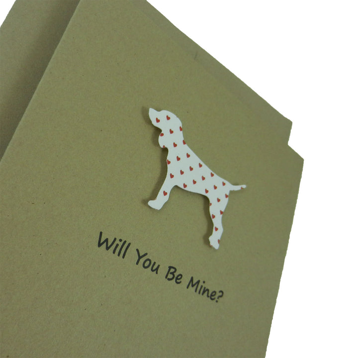 Dog Valentines Day Single Greeting Card - Standard Dog - Red Hearts - Embellish by Jackie