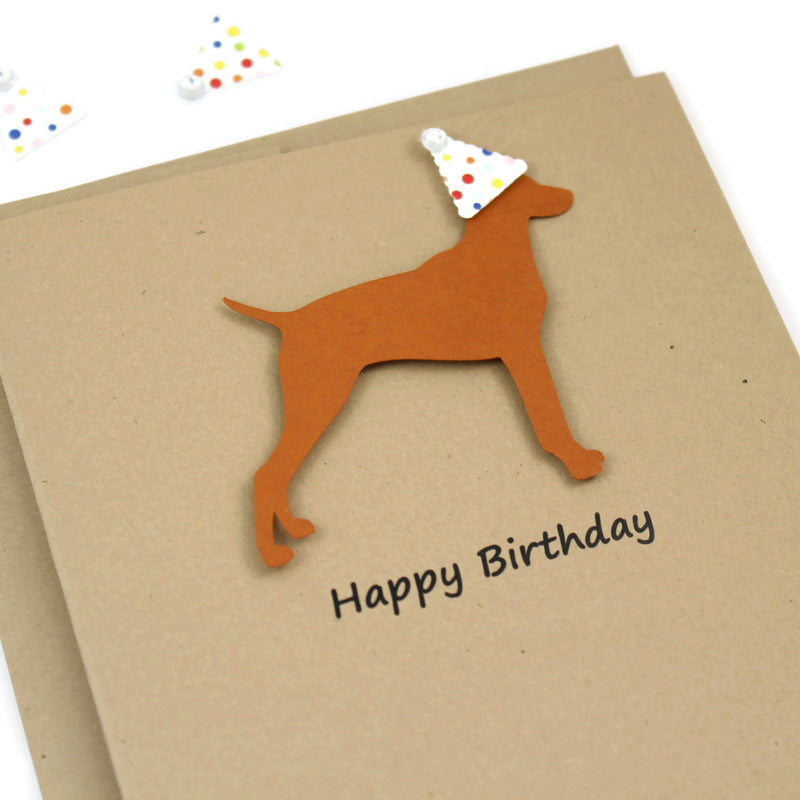 Dog Birthday Card | 200+ Dog Breeds to Choose from | 25 Dog Colors Available | Choose Inside Phrase | Single Card or 10 Pack| Party Hat