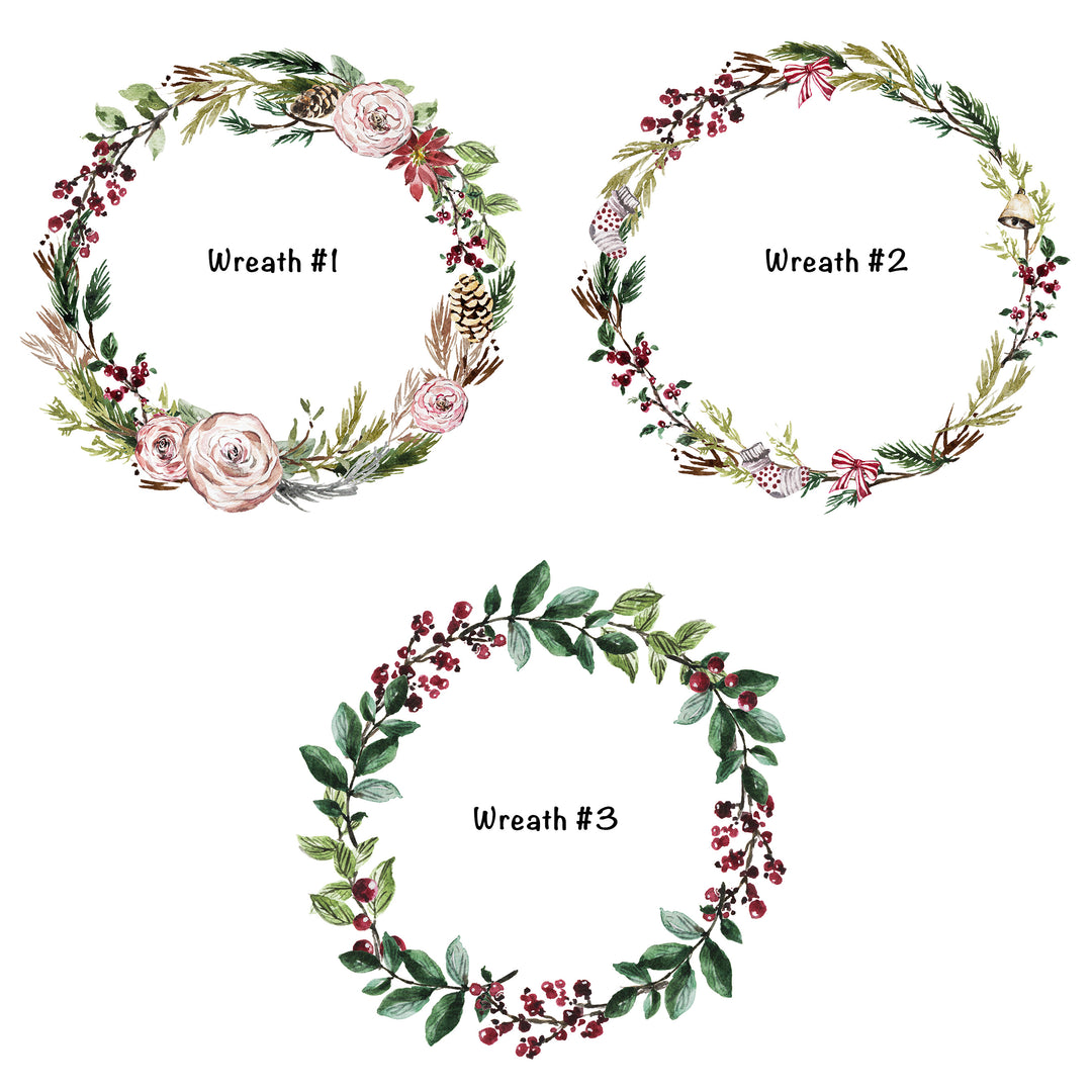 Dog and Wreath Christmas Cards | 200+ Dog Breeds | 3 Wreaths 25 Dog Colors | Choose Front and Inside Phrase | White or Brown Card Base