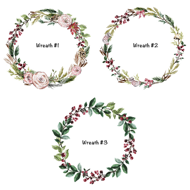 Dog and Wreath Christmas Cards | 200+ Dog Breeds | 3 Wreaths 25 Dog Colors | Choose Front and Inside Phrase | White or Brown Card Base