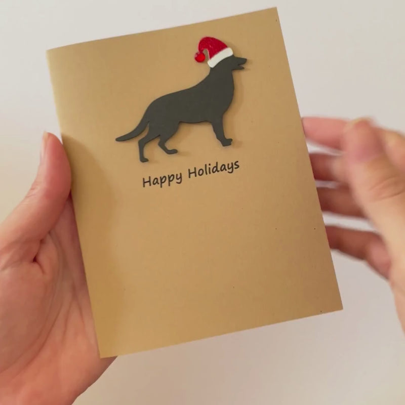 German Shepherd Christmas Card | Single or Pack of 10 | 25 Dog Colors | Choose Phrases | Santa Hat