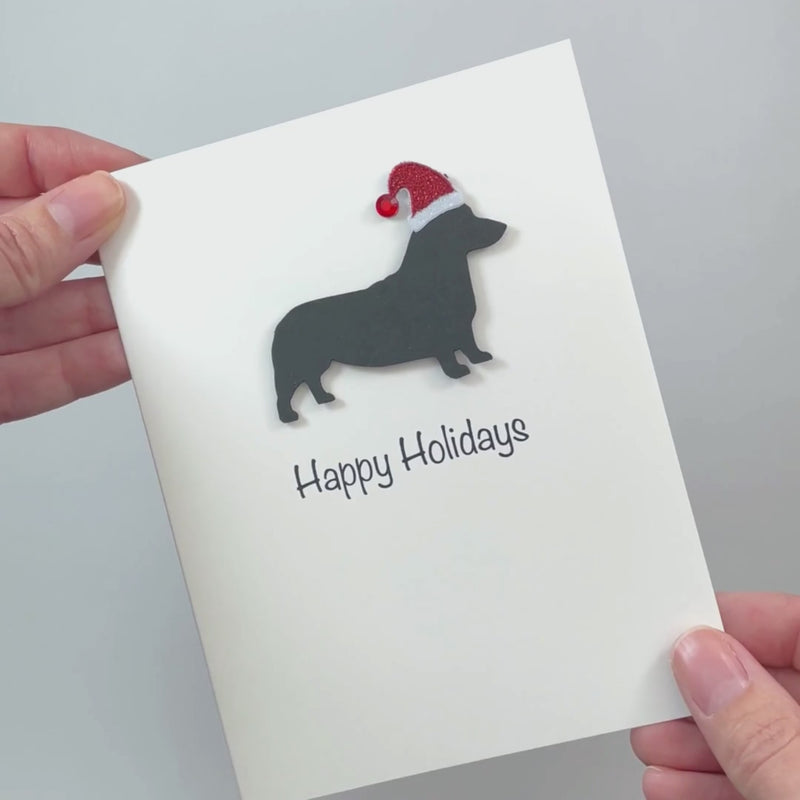 Pembroke Welsh Corgi Christmas Card White | Single or Pack of 10 | 25 Dog Colors | Choose Phrases | Pet Holiday Cards | Santa Hat