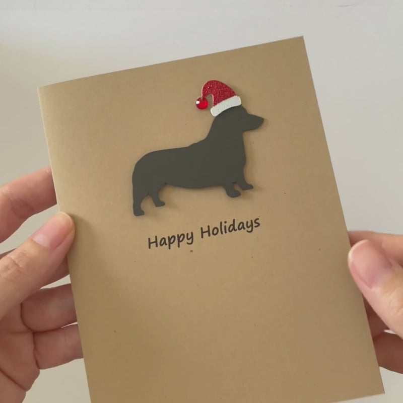 Pembroke Welsh Corgi Christmas Card | Single or Pack of 10 | 25 Dog Colors | Choose Phrases | Santa Hat