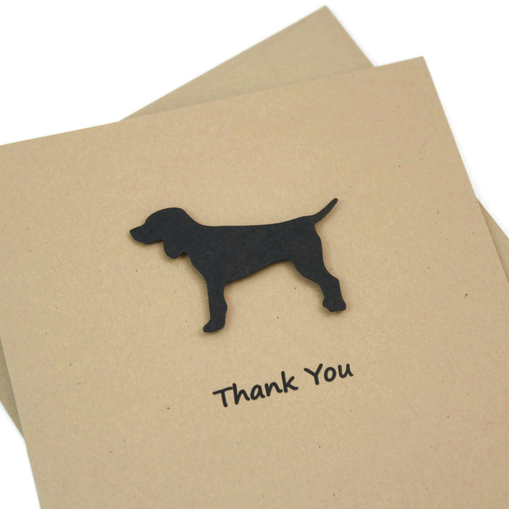 Dog Thank You Notecard | Handmade Generic Dog Thank You Greeting Card | Black Brown Yellow Dog | Single Card and Envelope | Limited Quantity