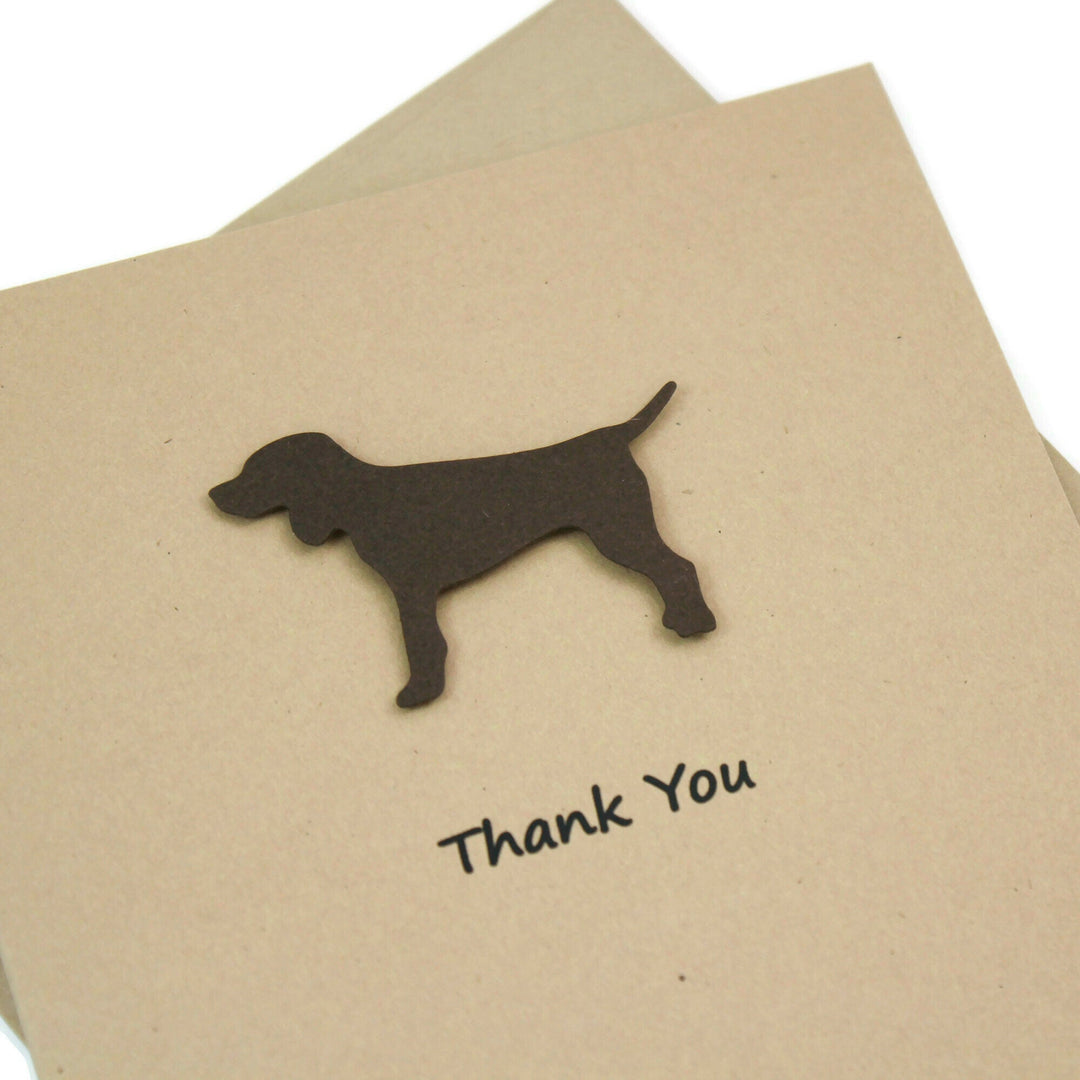 Dog Thank You Notecard | Handmade Generic Dog Thank You Greeting Card | Black Brown Yellow Dog | Single Card and Envelope | Limited Quantity