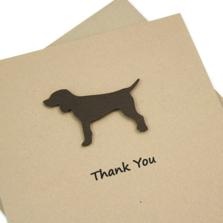 Dog Thank You Notecard | Handmade Generic Dog Thank You Greeting Card | Black Brown Yellow Dog | Single Card and Envelope | Limited Quantity
